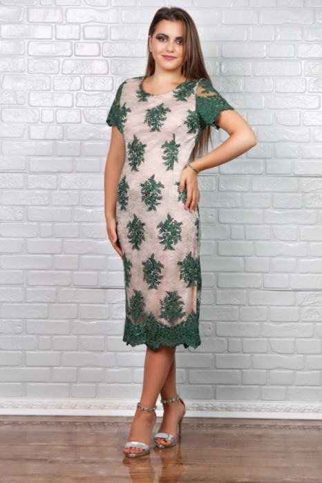 Rochie tull brodat Rosse verde - 40Marimea