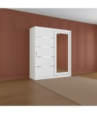 Dulap Alb cu Oglinda 150x61x210cm, Transport Gratuit