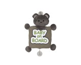 Semn reflectorizant Baby on Board BabyJem, Verde, cu Ventuze, Jucarie Plus, Rezistent, Lavabil, 0+ Luni