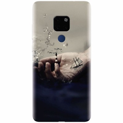 Husa silicon pentru Huawei Mate 20, 3D Hand Ocean Render foto