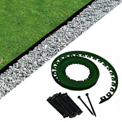 Separator gazon gradina, inaltime 5 cm, lungime 10 m, 20 pini montaj inclusi, verde foto