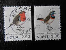 Serie timbre pasari animale fauna Norvegia stampilate foto