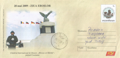 Romania, 28 mai 2009, Ziua Eroilor, intreg postal circulat, 2009 foto