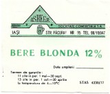 NI408 Etichetă bere blondă Iași, Asbeer Societate comercială SA, &icirc;nceputul anilor 1990
