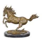 Cal la galop-statueta din bronz cu un soclu din marmura BX-79