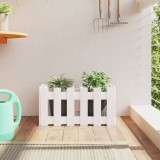 VidaXL Jardinieră grădină design gard, alb, 60x30x30 cm lemn masiv pin