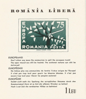 Spania/Romania, Exil romanesc, em. a XXX-a, Europa 1962, col. ned., 1962, MNH foto