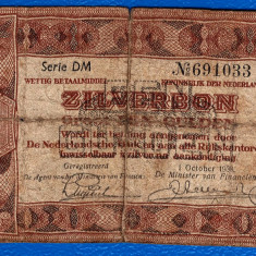 (2) BANCNOTA OLANDA - ZILVERBON - 1 GULDEN 1938 (1 OCTOMBRIE), SERIE CU 2 LITERE