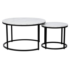 Set 2 masute alb negru Cirko 80x48 cm, 48x42 cm