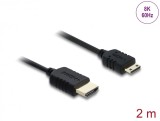 Cablu Coaxial High Speed HDMI la mini-C HDMI 8K60Hz/4K240Hz 2m Negru, Delock 81685