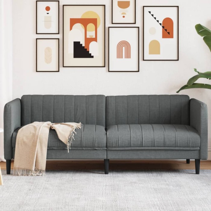 Gossi canapea cu 3 locuri, gri inchis, material textil