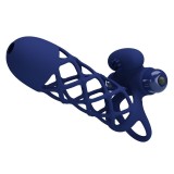 For Him-Giann Inel Vibrator cu Manșon din Silicon, Albastru-10