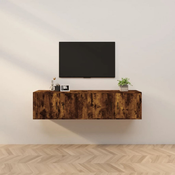 vidaXL Dulapuri TV montate pe perete 2 buc stejar afumat, 80x34,5x40cm 3188355