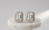 Cumpara ieftin Cercei din Argint 925 Emerald Cut Halo 12mm , Eleganta aristocratica E i stralucire de diamant