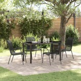 VidaXL Set de masă pentru grădină 5 pcs Negru Textilene și oțel