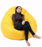 Fotoliu mare nirvana gigant yellow piele eco umplut cu perle polistiren beanbag para marca pufrelax