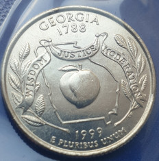 Moneda 25 cents / quarter 1999 USA, Georgia, unc, litera D / P foto