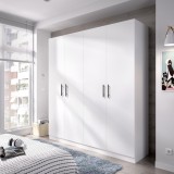 Dulap Mara 4 usi Alb L180xH200xA50 cm