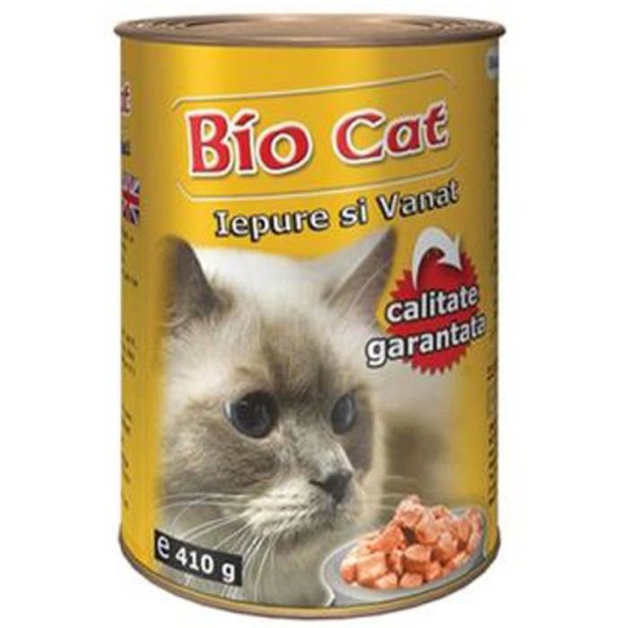 HRANA UMEDA PENTRU PISICI BIOCAT IEPURE VANAT 410GR (24BUC BAX)