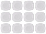 Set farfurii 12 piese, Servit Fructe Patrate, Albe, Portelan, diametru 18x18 cm