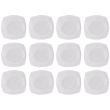 Set farfurii 12 piese, Servit Fructe Patrate, Albe, Portelan, diametru 18x18 cm