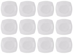 Set farfurii 12 piese, Servit Fructe Patrate, Albe, Portelan, diametru 18x18 cm