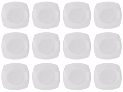 Set farfurii 12 piese, Servit Fructe Patrate, Albe, Portelan, diametru 18x18 cm foto