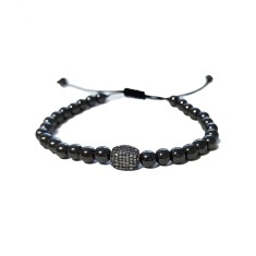 Bratara cu pietre naturale, Onix, Black Charm cu Zirconiu, A4B167