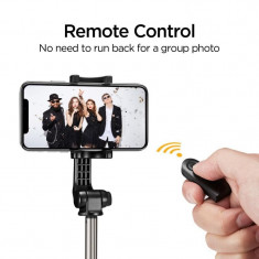 Selfie Stick Tripod 89 CM Original Spigen Wireless Trepied 360 Telecomanda Bluetooth IOS Android - Blister foto