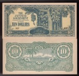 !!! RARR : MALAYA , OCUPATIA JAPONEZA - 10 DOLARI (1942} - P M 7 c - UNC / SERIA MP