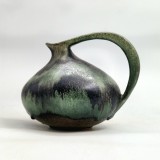 vaza RUSCHA 313 model iconic brutalist mid cdentury modern design Kurt Tsch&ouml;rner 1954 fat lava glazura verde asemanatoare pietrei ponce