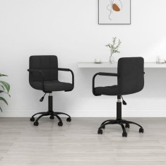vidaXL Scaune de bucătărie pivotante, 2 buc., negru, catifea