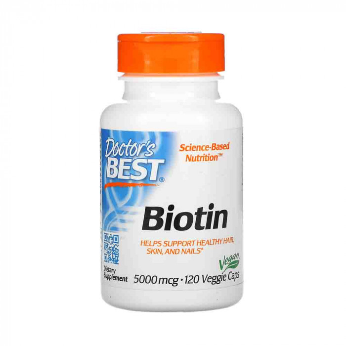 Biotin (Biotina B7) 5000mcg, Doctor&#039;s Best, 120 capsule