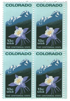 Statele Unite 1977 - 100 de ani de la statutul de stat Colorado, neuzata de 4 foto