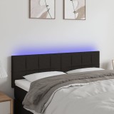 Cumpara ieftin Tăblie de pat cu LED, negru, 144x5x78/88 cm, textil