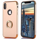 Husa iPhone X Luxury 3in1 Auriu MyStyle, Protectie Completa, Anti-Zgarieturi, Bumper Cromat, Carcasa PC