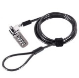Cablu de securitate cu cifru, oscilatie 90&deg;, lock 6.3 mm, forma T, pentru laptop, accesorii birou, Gri Inchis, Oem
