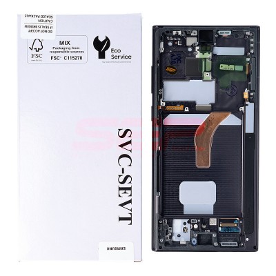 LCD+Touchscreen cu Rama Samsung Galaxy S22 Ultra 5G / S908 BLACK Original Service Pack foto