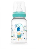 Biberon cu desen verde 0-3 luni, 125ml, PUR
