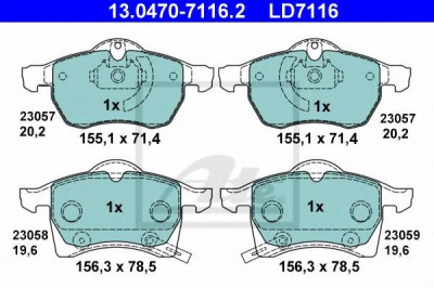 Set placute frana,frana disc OPEL ASTRA G Combi (F35) (1998 - 2009) ATE 13.0470-7116.2 foto