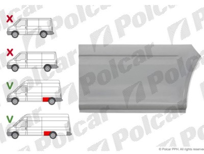 Segment reparatie aripa spate FORD TRANSIT (V184/5), 05.2000-04.2006; TRANSIT/TOURNEO (V347/8), 05.2006-04.2013, partea stanga, inferior; metal galva foto