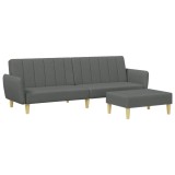 Canapea extensibila cu taburet, 2 locuri, gri inchis, textil