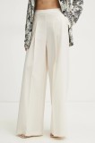Simona Corsellini pantaloni femei, culoarea bej, lat, high waist, P25CPPA010