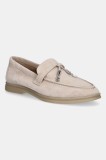 Steve Madden mocasini din piele &icirc;ntoarsă Portland culoarea bej, cu toc plat, 11003148