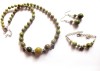 Set colier ,bratara reglabila si cercei cu jasp olive41429