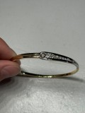 BRATARA AUR galben + alb 18K + 12 Diamante = 1.75CT - Model Bangle - 21g. !, 18 carate