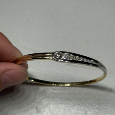 BRATARA AUR galben + alb 18K + 12 Diamante = 1.75CT - Model Bangle - 21g. !