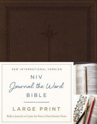 NIV, Journal the Word Bible, Large Print, Imitation Leather, Brown: Reflect, Journal, or Create Art Next to Your Favorite Verses foto