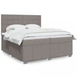 Cumpara ieftin Pat box spring cu saltea, gri taupe, 200x200 cm, textil