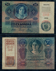 Austro-Ungaria 1914(1919) - 50 korona stampila Romania (Ardeal) foto